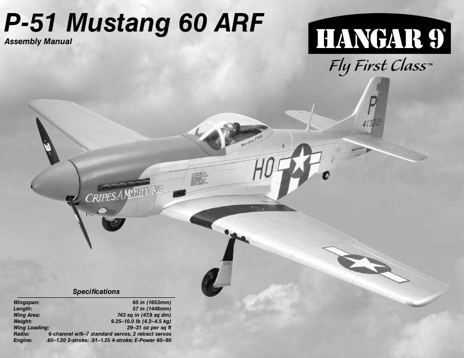 Hangar 9 P-51D Blue Nose 60 ARF User Manual | 37 pages