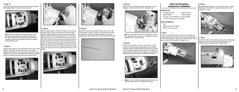 Saito fg-20 ignition component installation | Hangar 9 P-51D Blue Nose 60 ARF User Manual | Page 23 / 37