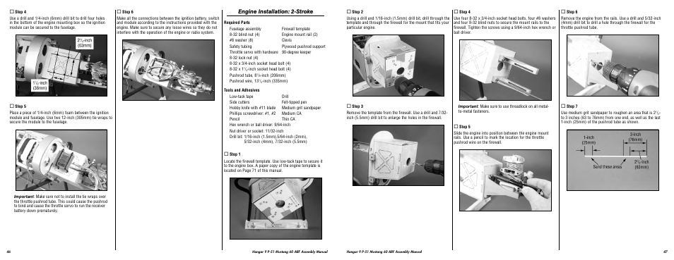 Engine installation: 2-stroke | Hangar 9 P-51D Blue Nose 60 ARF User Manual | Page 24 / 37