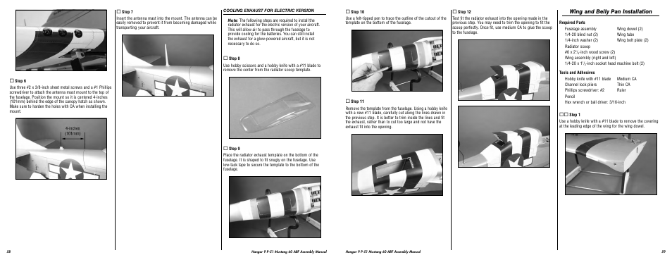 Wing and belly pan installation | Hangar 9 P-51D Blue Nose 60 ARF User Manual | Page 30 / 37