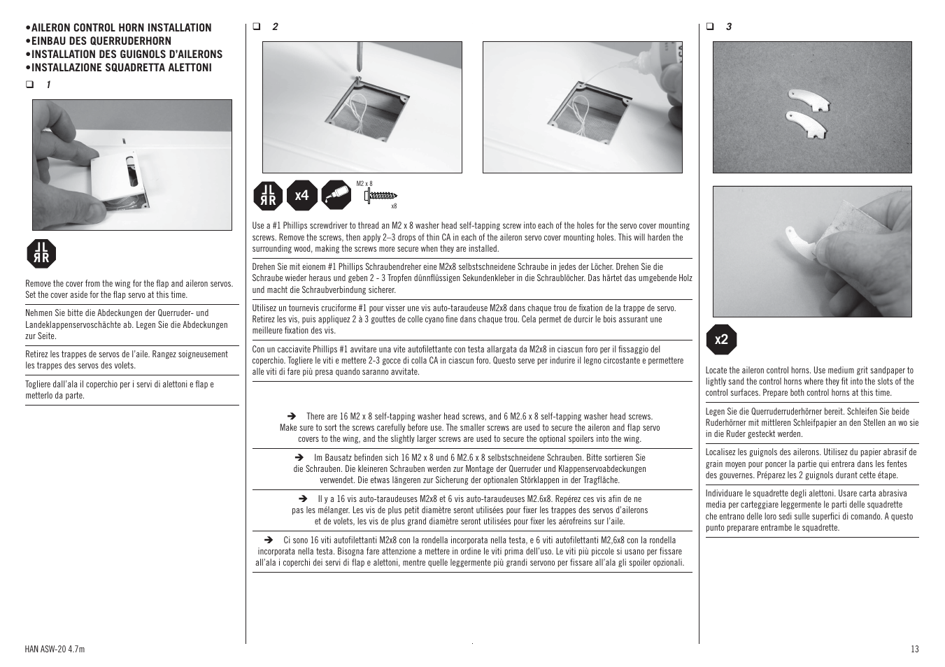 Lr l r, L r l r | Hangar 9 ASW 20 4.7m ARF (2 boxes) User Manual | Page 13 / 68