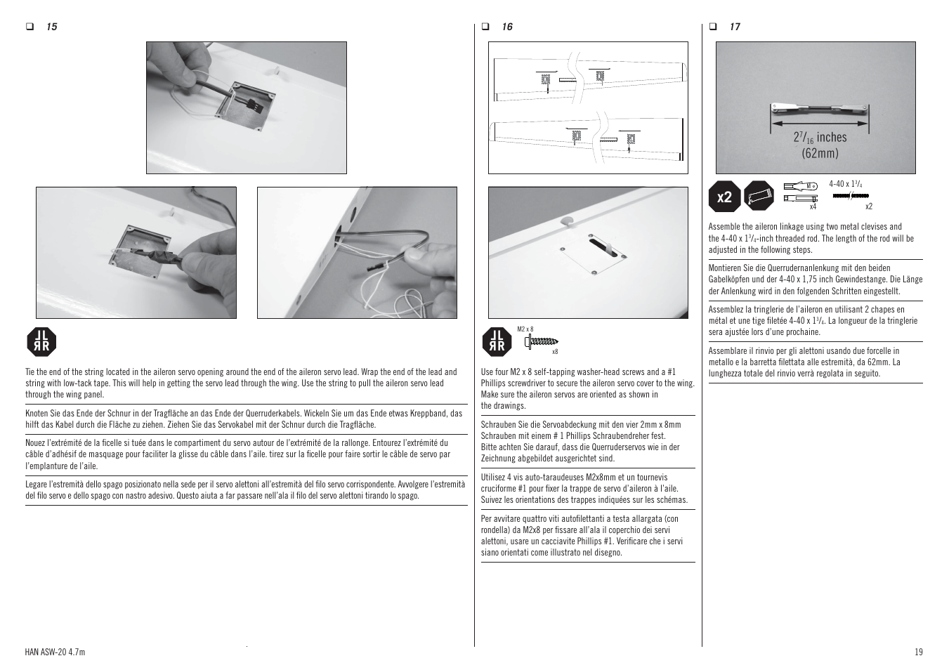 L r l r, Lr l r | Hangar 9 ASW 20 4.7m ARF (2 boxes) User Manual | Page 19 / 68