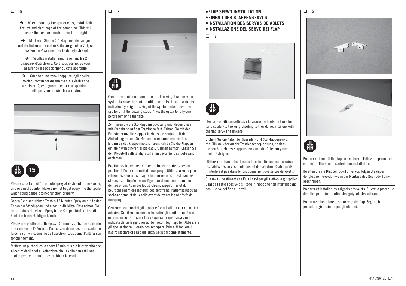 Lr l r | Hangar 9 ASW 20 4.7m ARF (2 boxes) User Manual | Page 22 / 68