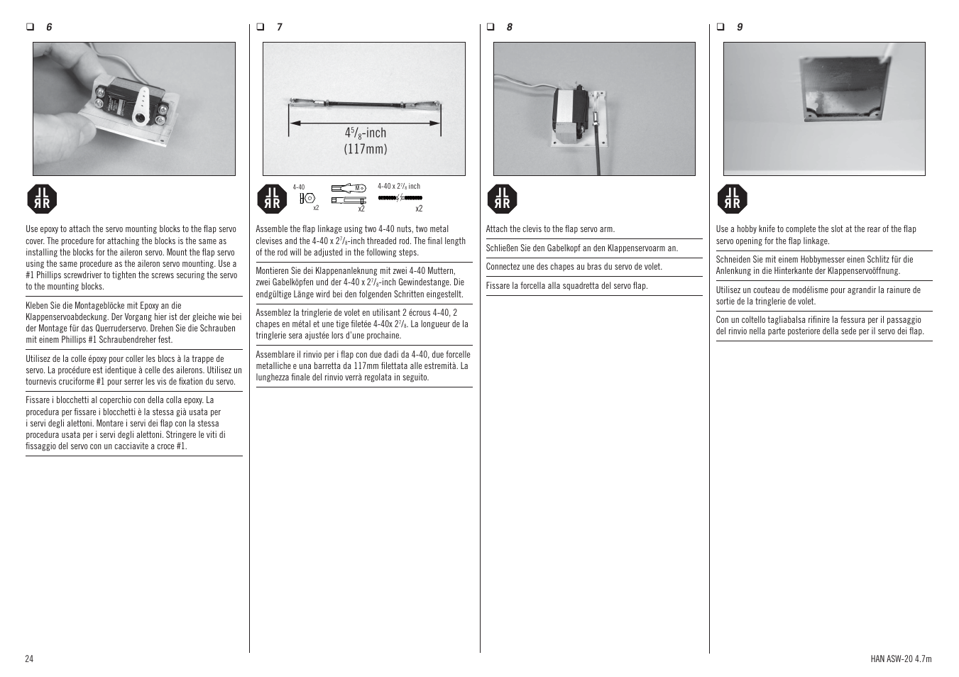 Lr l r | Hangar 9 ASW 20 4.7m ARF (2 boxes) User Manual | Page 24 / 68