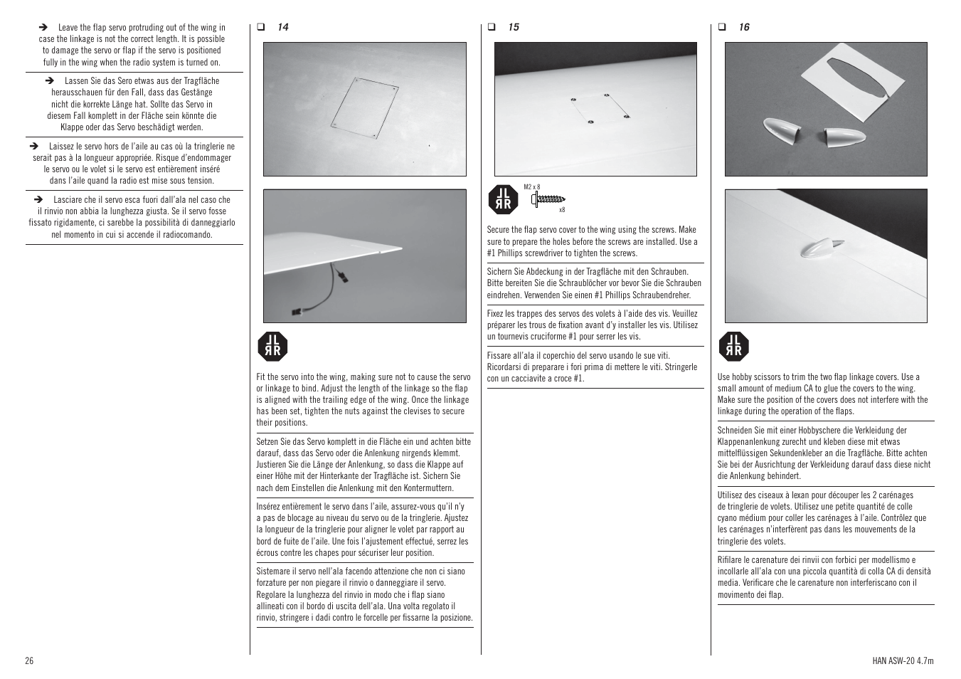 Lr l r | Hangar 9 ASW 20 4.7m ARF (2 boxes) User Manual | Page 26 / 68