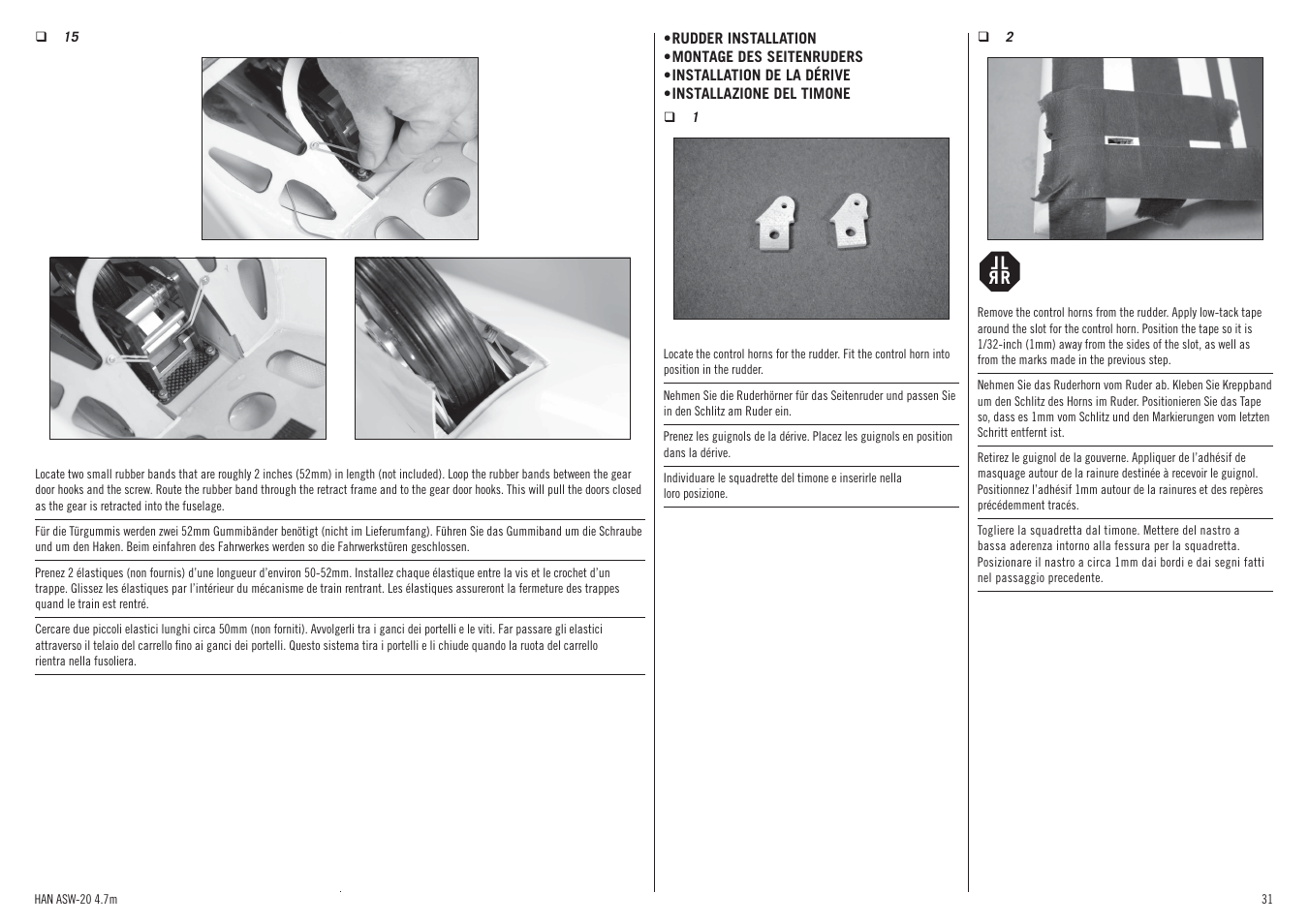 Lr l r | Hangar 9 ASW 20 4.7m ARF (2 boxes) User Manual | Page 31 / 68
