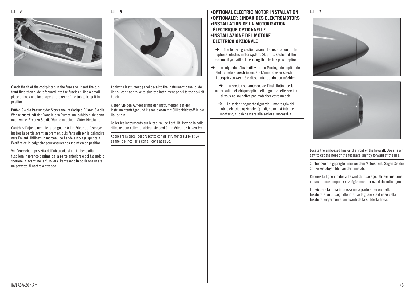 Hangar 9 ASW 20 4.7m ARF (2 boxes) User Manual | Page 45 / 68