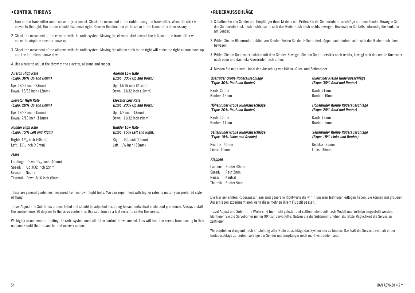 Hangar 9 ASW 20 4.7m ARF (2 boxes) User Manual | Page 54 / 68