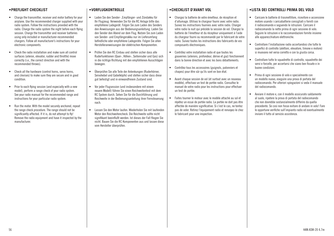 Hangar 9 ASW 20 4.7m ARF (2 boxes) User Manual | Page 56 / 68