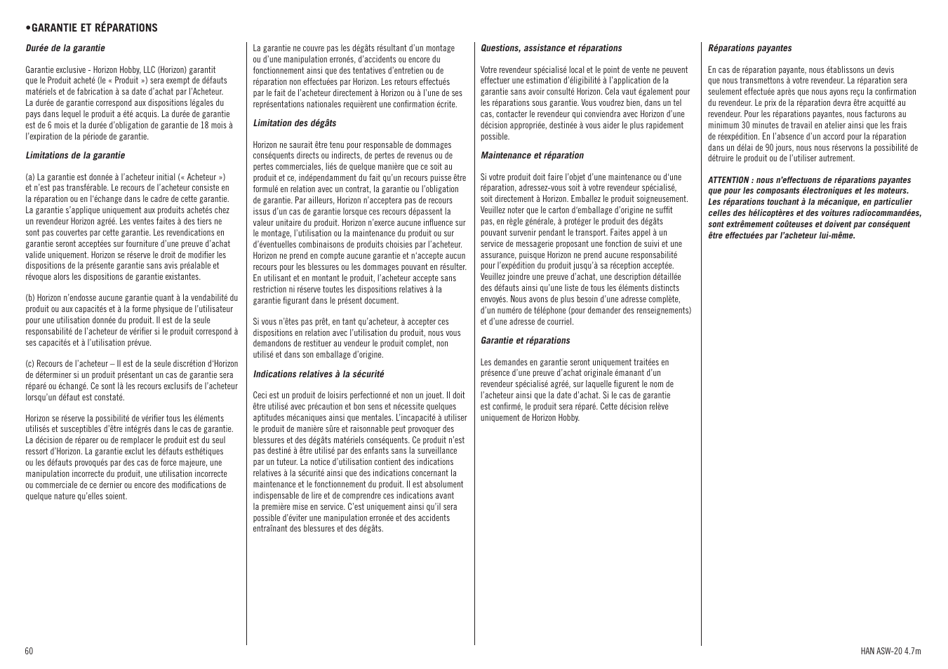 Hangar 9 ASW 20 4.7m ARF (2 boxes) User Manual | Page 60 / 68
