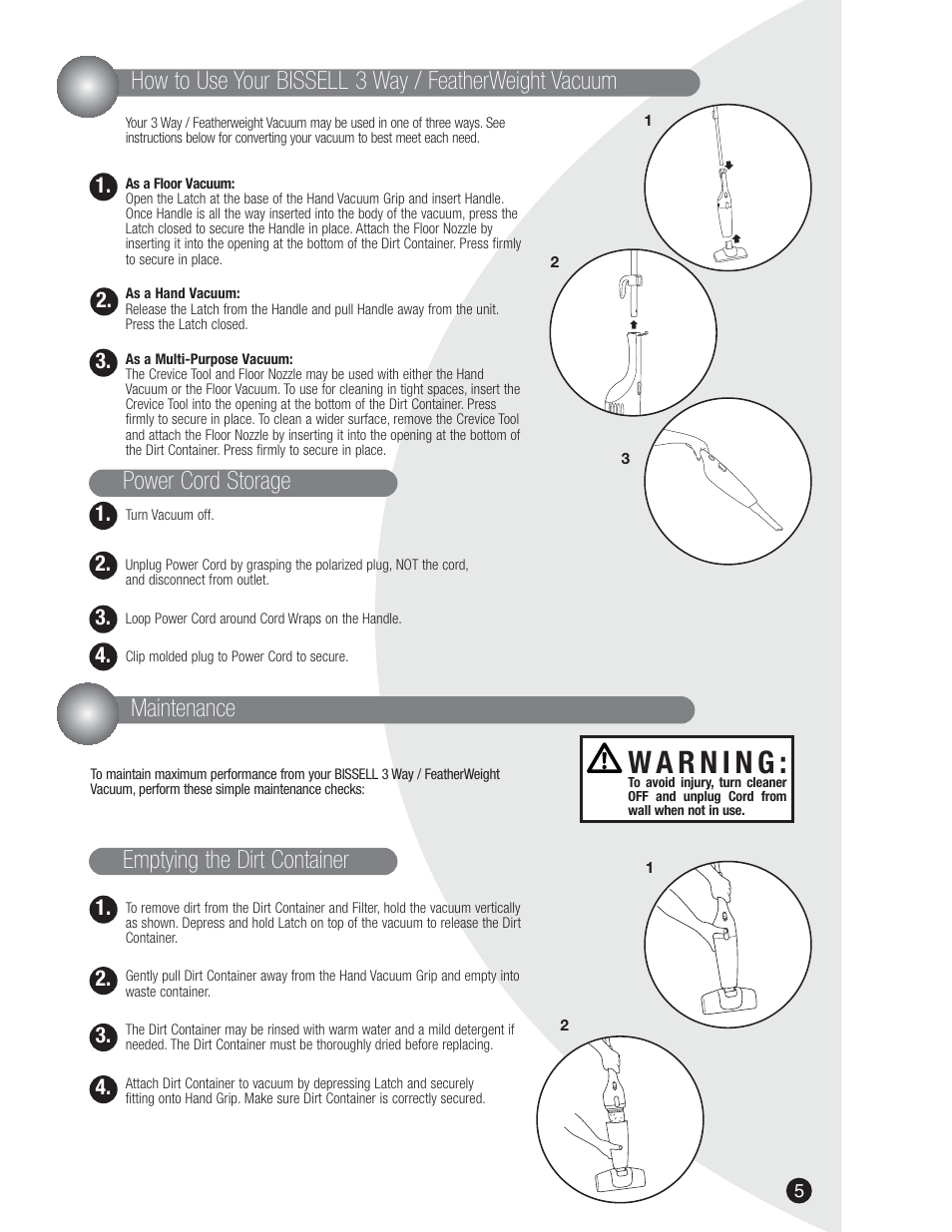 Maintenance | Bissell 3106 User Manual | Page 5 / 8