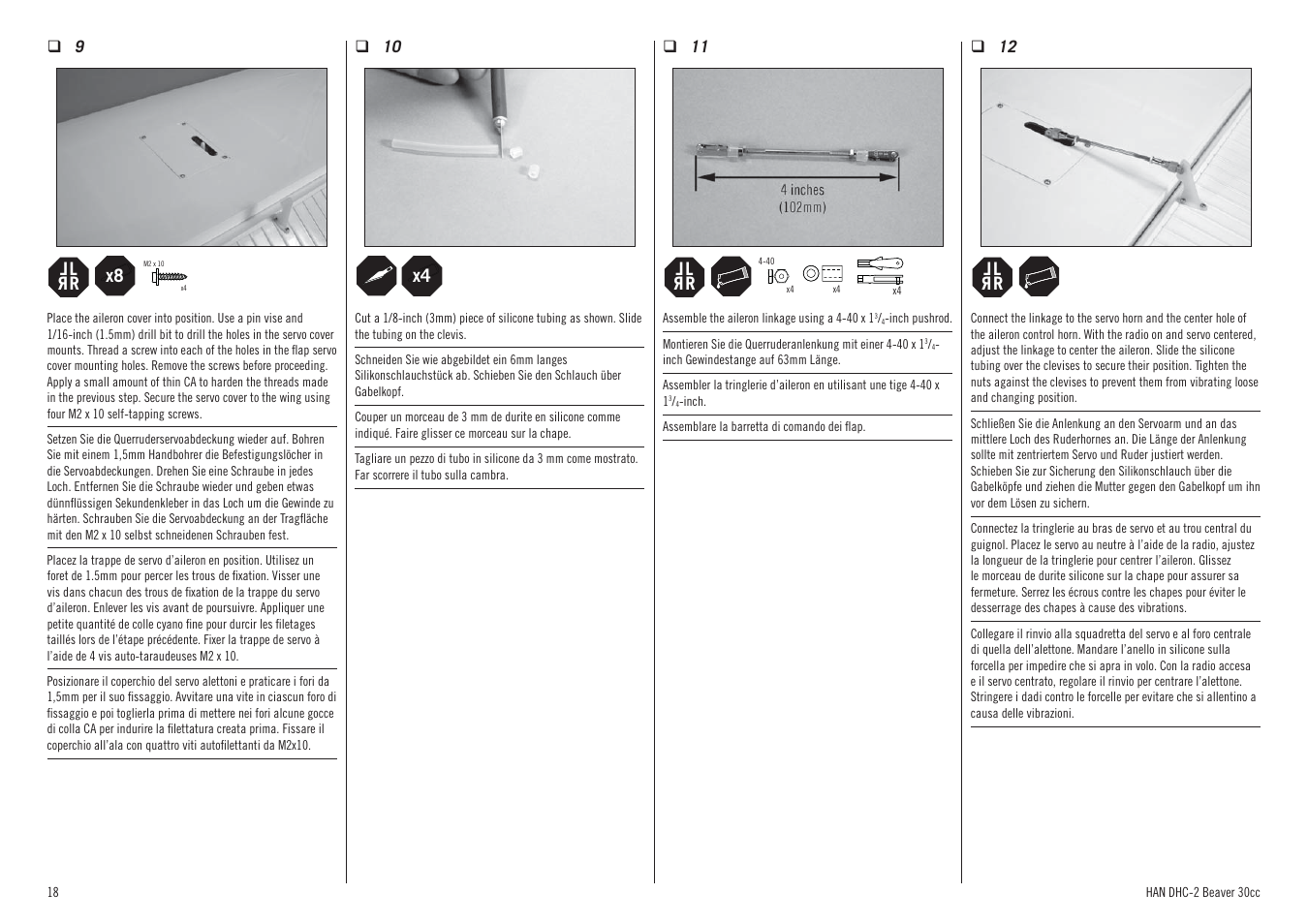 Hangar 9 DHC-2 Beaver 30cc ARF (2 boxes) User Manual | Page 18 / 68