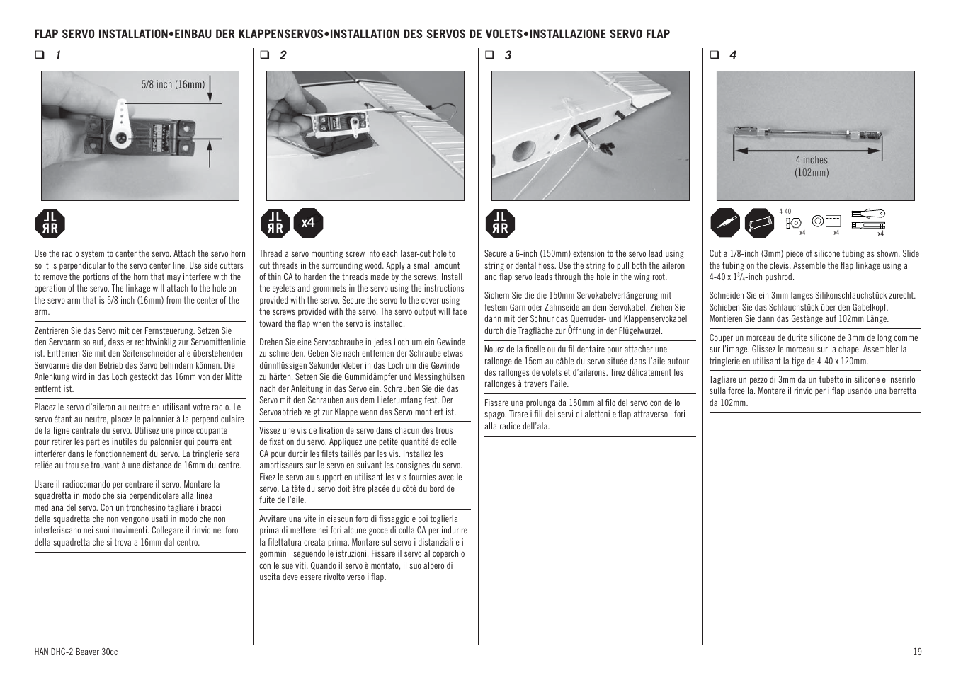 Hangar 9 DHC-2 Beaver 30cc ARF (2 boxes) User Manual | Page 19 / 68