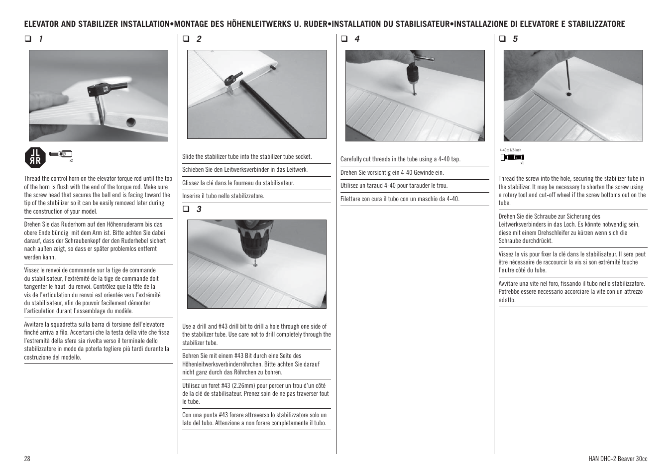 Hangar 9 DHC-2 Beaver 30cc ARF (2 boxes) User Manual | Page 28 / 68