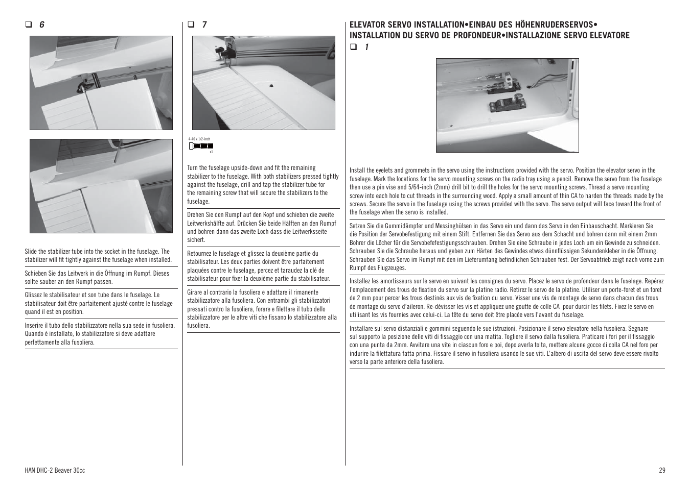 Hangar 9 DHC-2 Beaver 30cc ARF (2 boxes) User Manual | Page 29 / 68