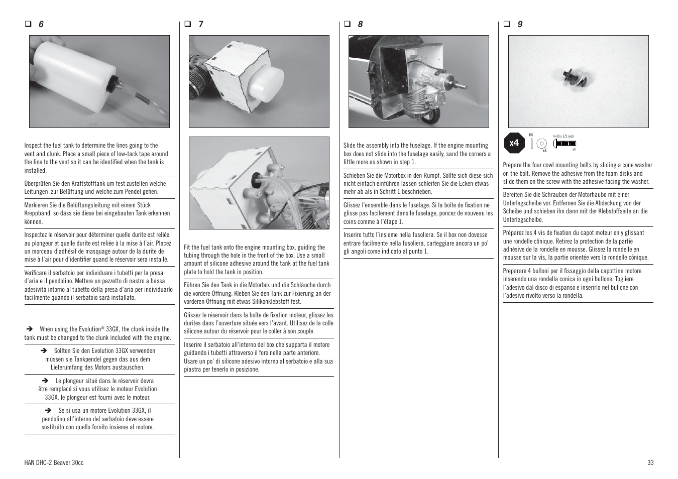 Hangar 9 DHC-2 Beaver 30cc ARF (2 boxes) User Manual | Page 33 / 68