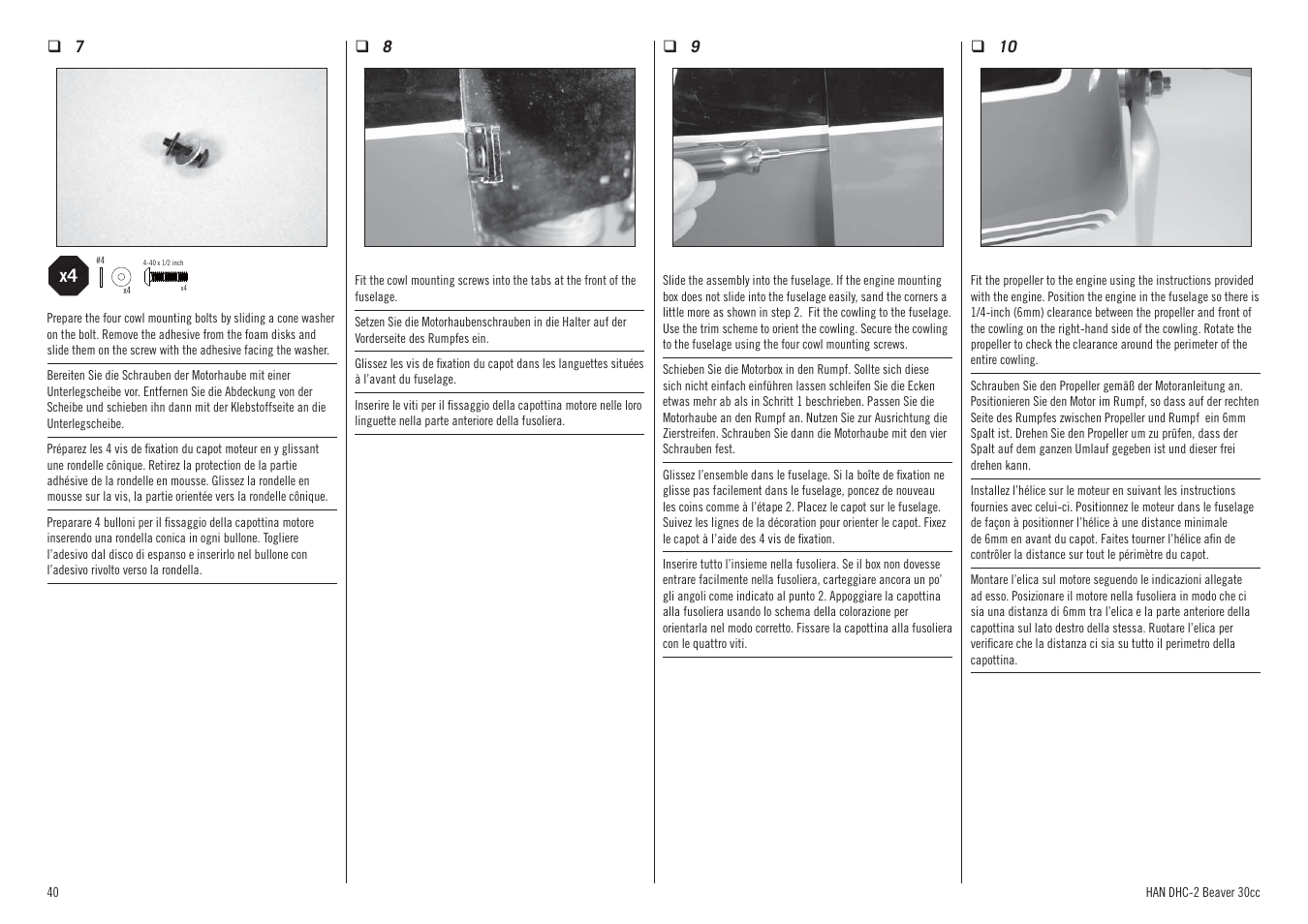 Hangar 9 DHC-2 Beaver 30cc ARF (2 boxes) User Manual | Page 40 / 68
