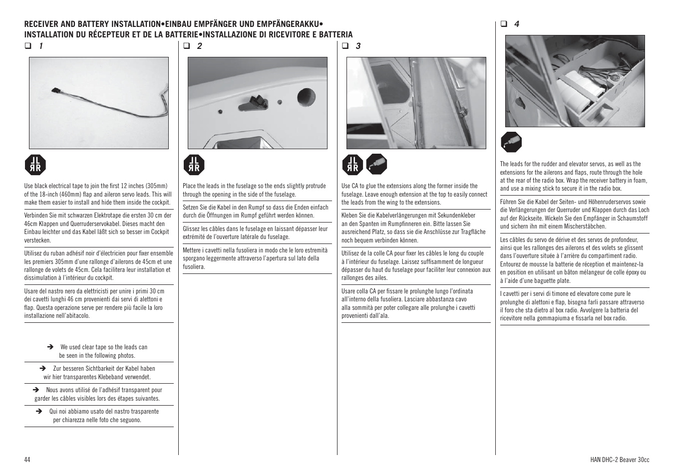 Hangar 9 DHC-2 Beaver 30cc ARF (2 boxes) User Manual | Page 44 / 68