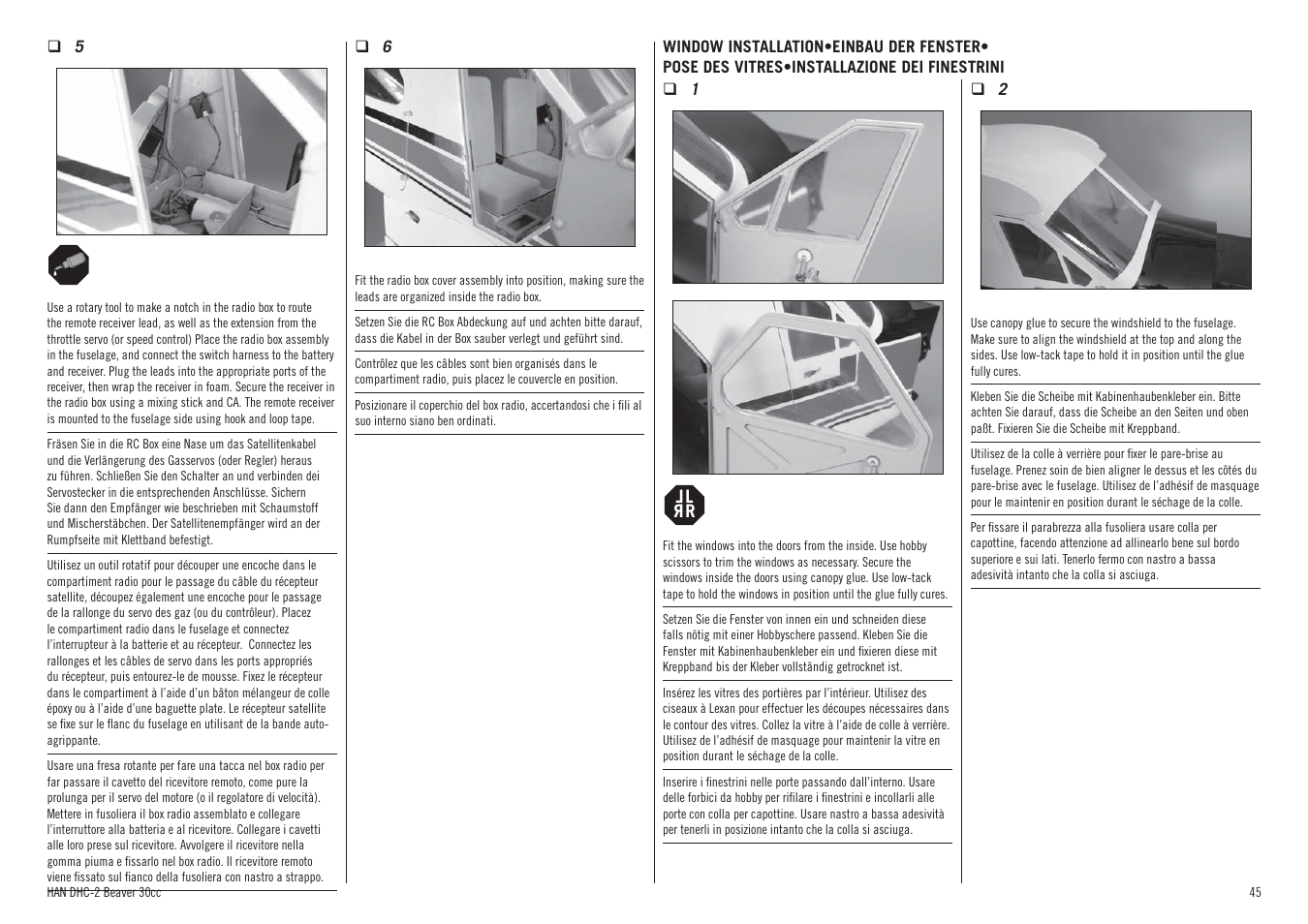 Hangar 9 DHC-2 Beaver 30cc ARF (2 boxes) User Manual | Page 45 / 68
