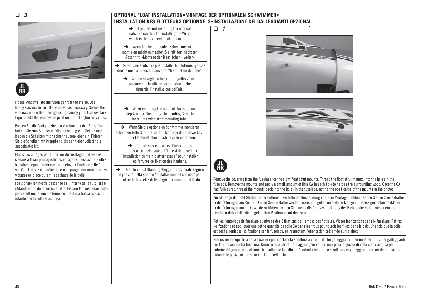 Hangar 9 DHC-2 Beaver 30cc ARF (2 boxes) User Manual | Page 46 / 68