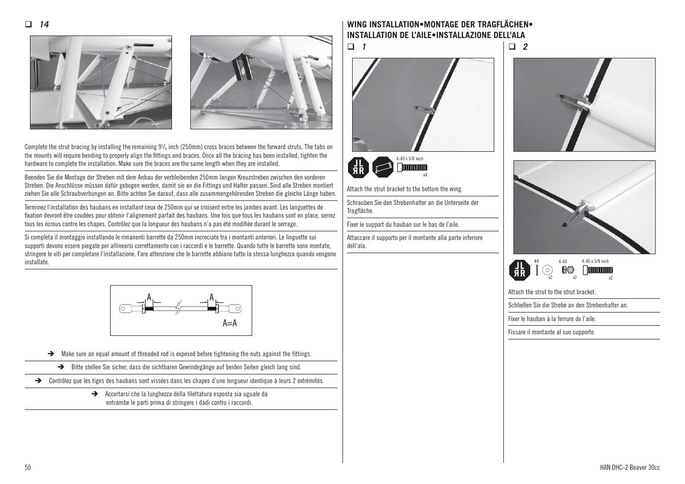 Hangar 9 DHC-2 Beaver 30cc ARF (2 boxes) User Manual | Page 50 / 68