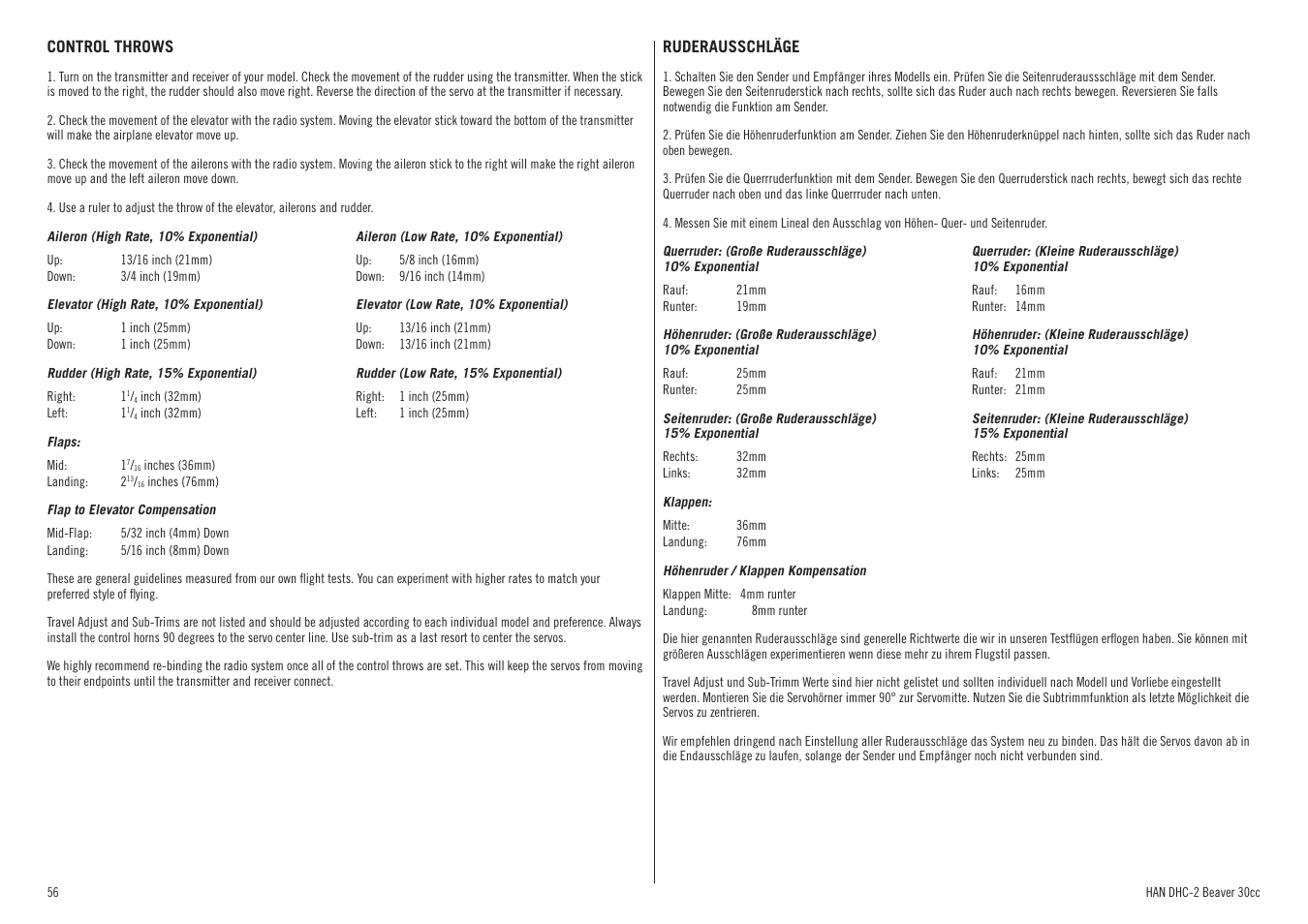 Hangar 9 DHC-2 Beaver 30cc ARF (2 boxes) User Manual | Page 56 / 68