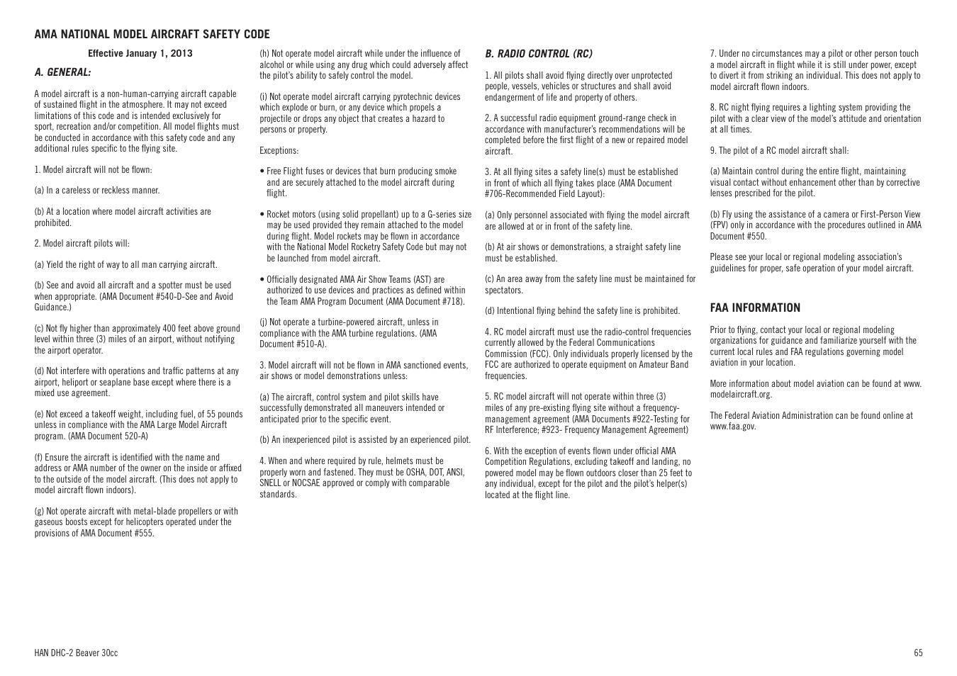 Hangar 9 DHC-2 Beaver 30cc ARF (2 boxes) User Manual | Page 65 / 68