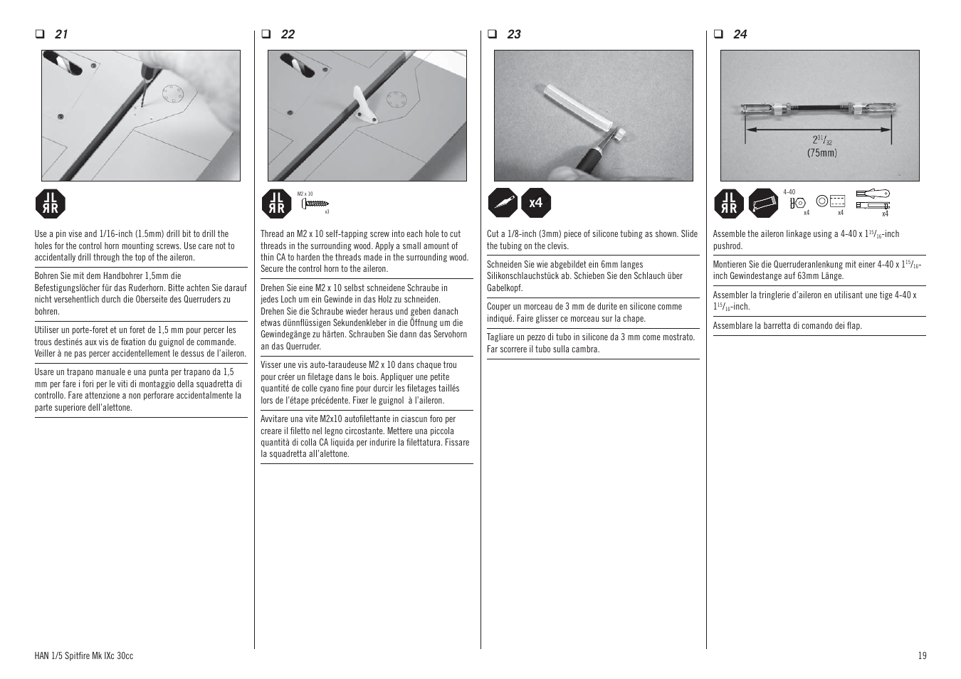 Hangar 9 Spitfire MkIX 30cc ARF User Manual | Page 19 / 76