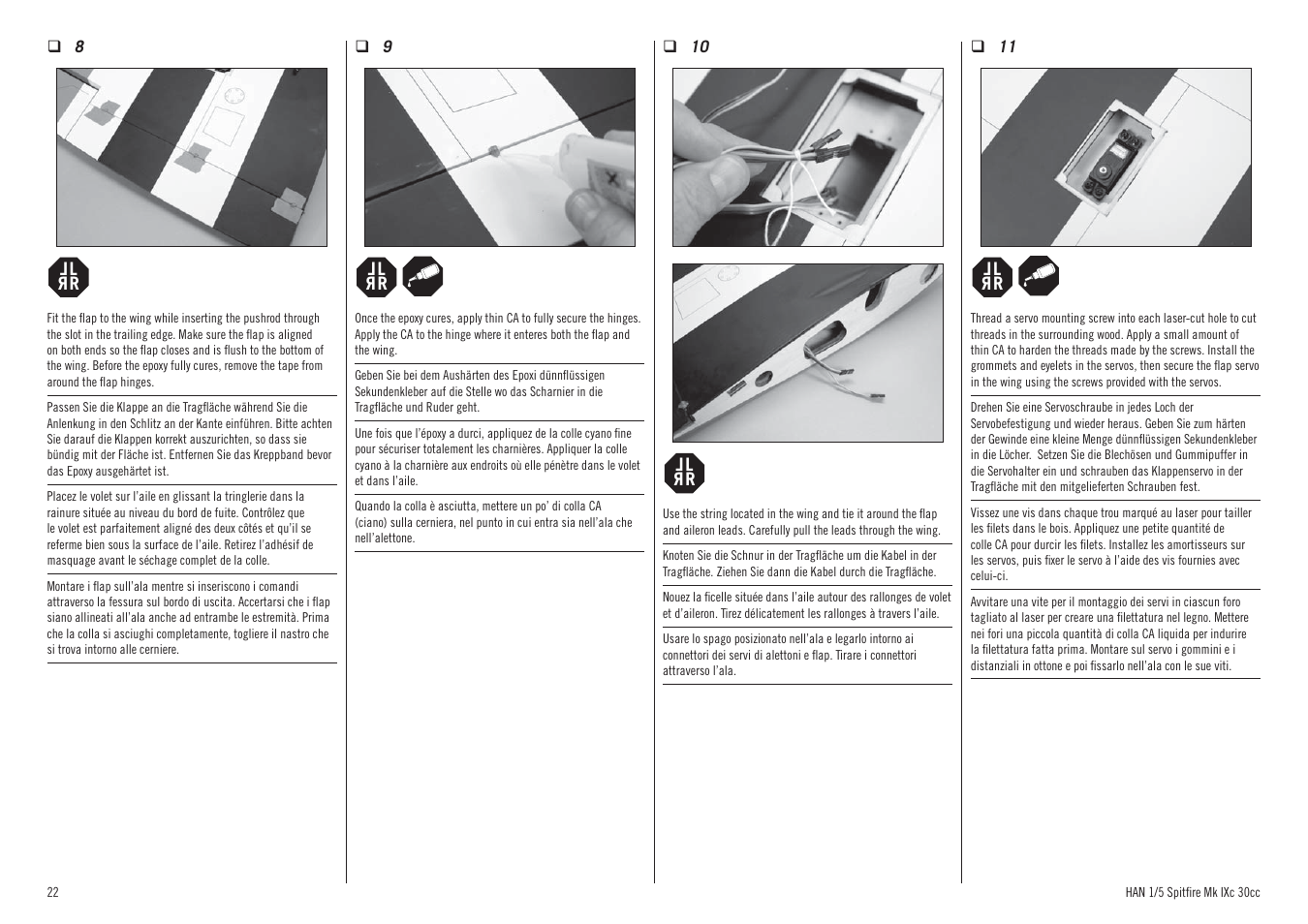 Hangar 9 Spitfire MkIX 30cc ARF User Manual | Page 22 / 76