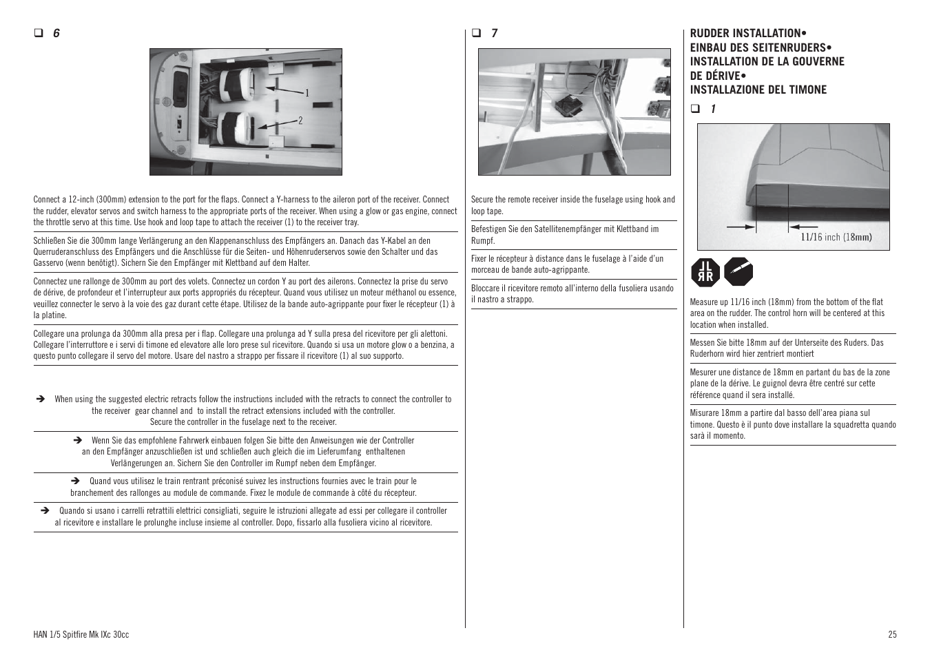 Hangar 9 Spitfire MkIX 30cc ARF User Manual | Page 25 / 76