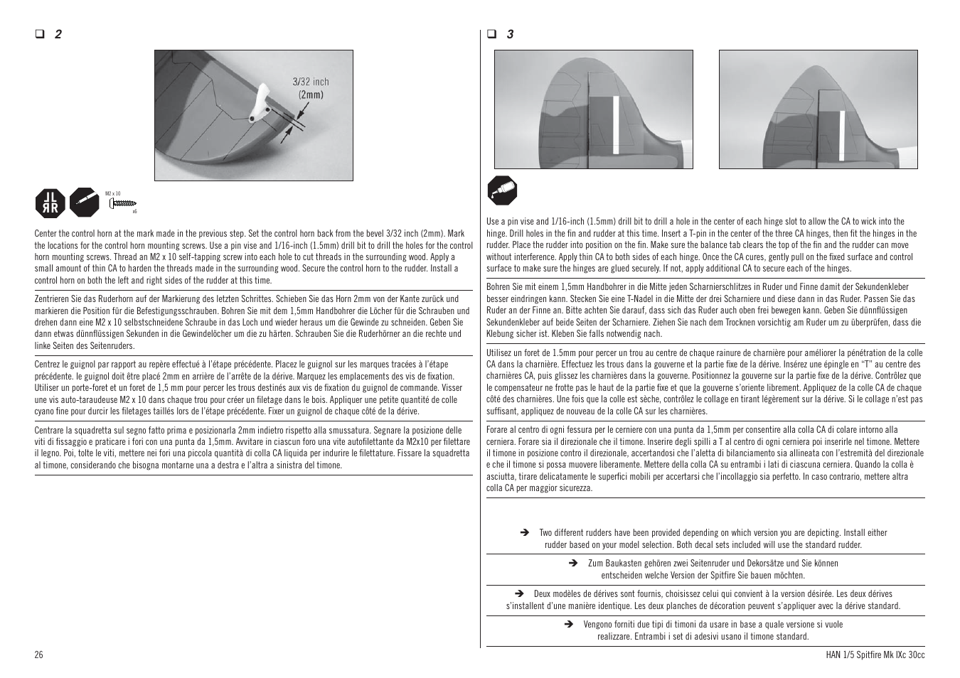Hangar 9 Spitfire MkIX 30cc ARF User Manual | Page 26 / 76