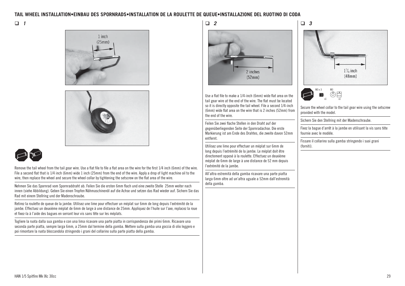 Hangar 9 Spitfire MkIX 30cc ARF User Manual | Page 29 / 76