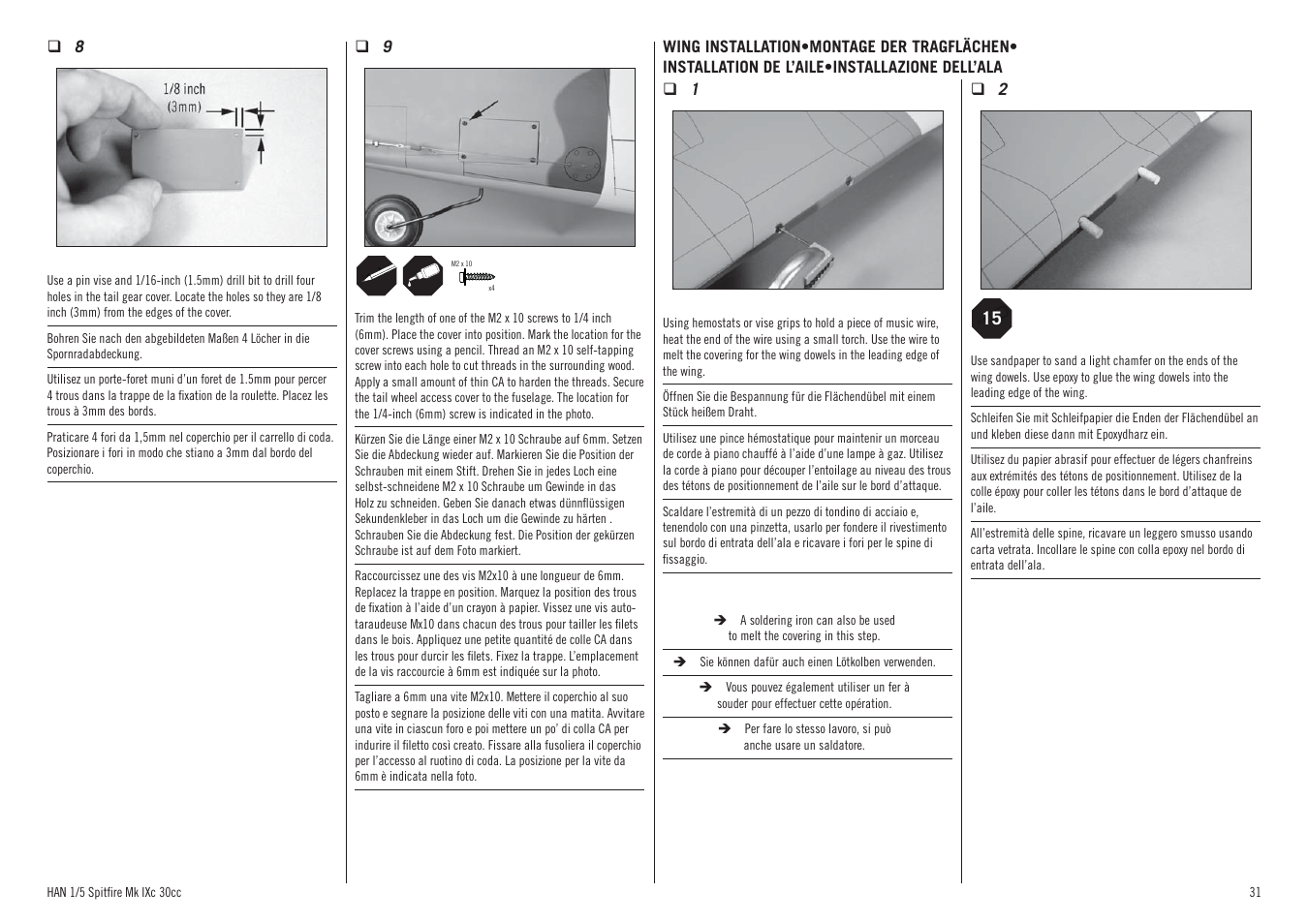 Hangar 9 Spitfire MkIX 30cc ARF User Manual | Page 31 / 76