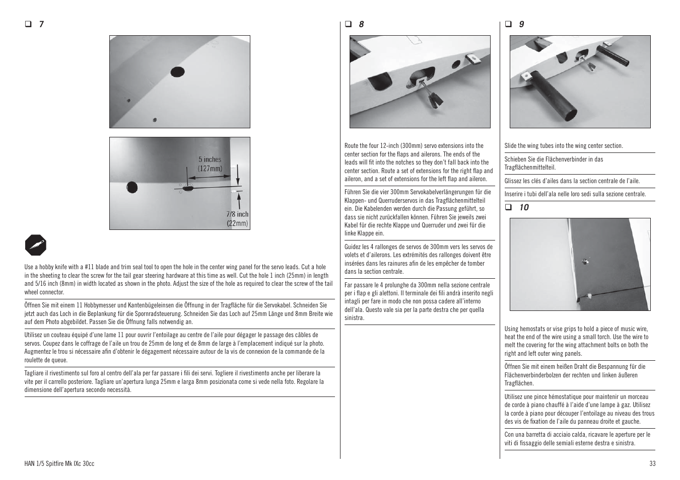 Hangar 9 Spitfire MkIX 30cc ARF User Manual | Page 33 / 76