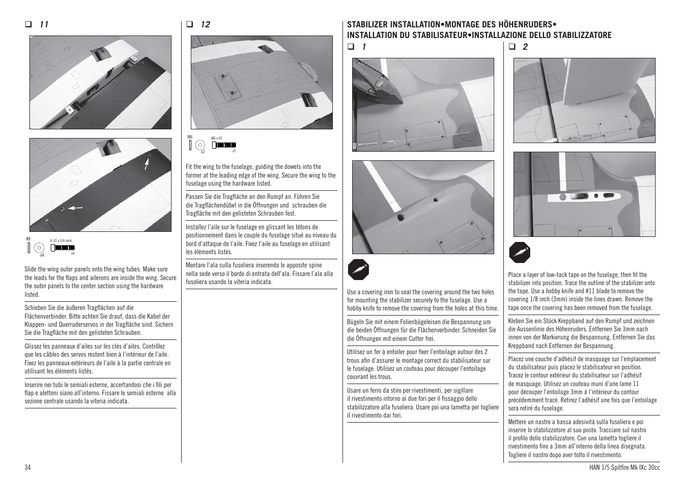 Hangar 9 Spitfire MkIX 30cc ARF User Manual | Page 34 / 76