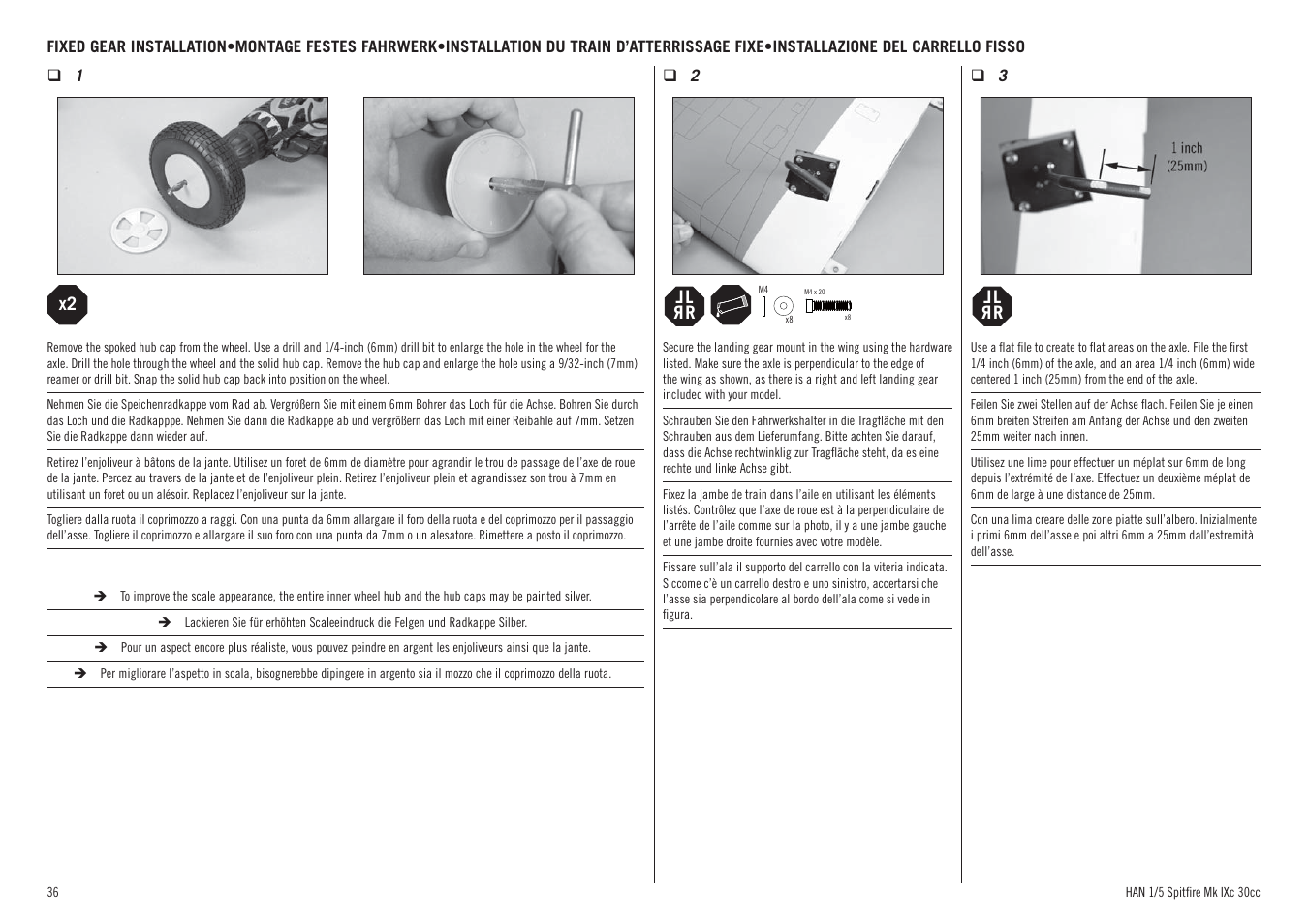 Hangar 9 Spitfire MkIX 30cc ARF User Manual | Page 36 / 76