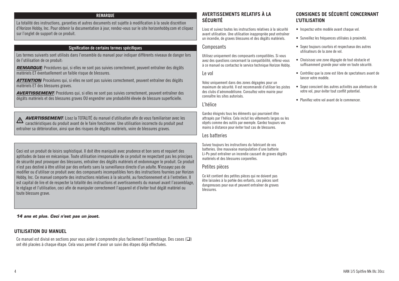 Hangar 9 Spitfire MkIX 30cc ARF User Manual | Page 4 / 76