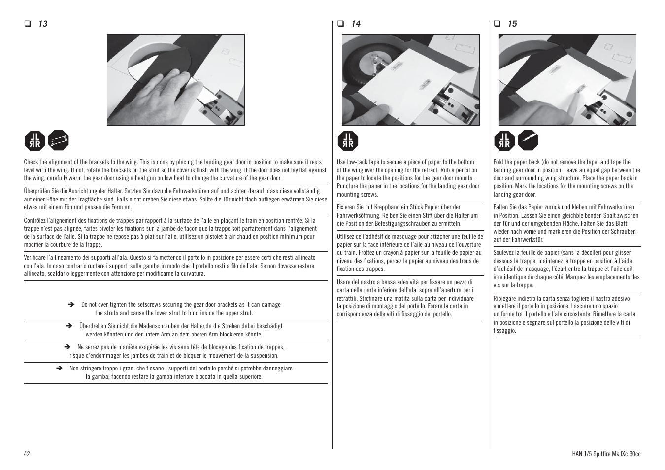 Hangar 9 Spitfire MkIX 30cc ARF User Manual | Page 42 / 76