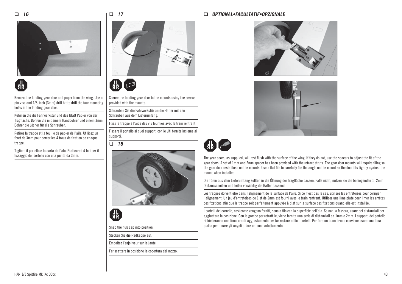 Hangar 9 Spitfire MkIX 30cc ARF User Manual | Page 43 / 76