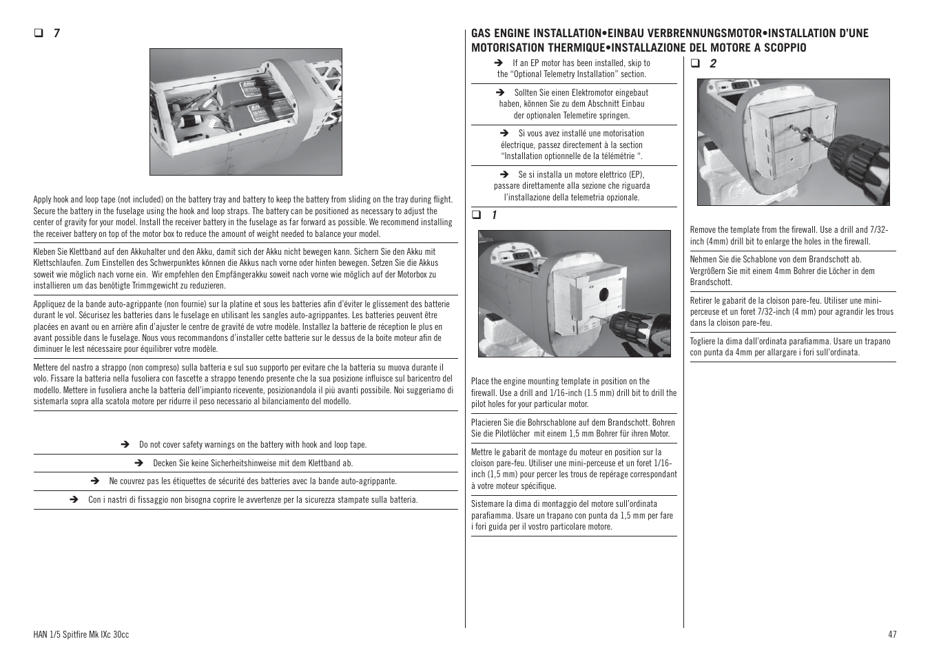 Hangar 9 Spitfire MkIX 30cc ARF User Manual | Page 47 / 76