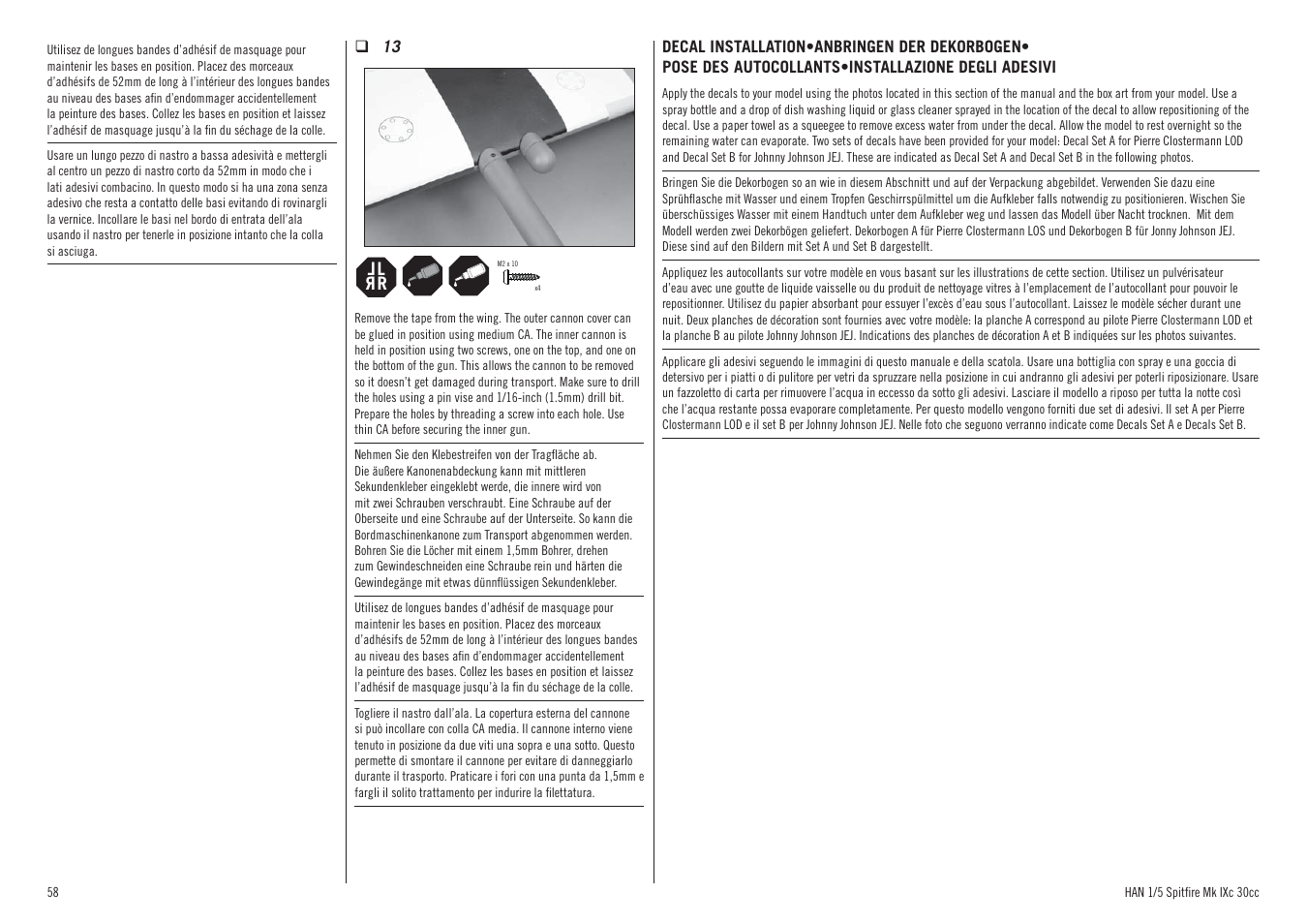 Hangar 9 Spitfire MkIX 30cc ARF User Manual | Page 58 / 76