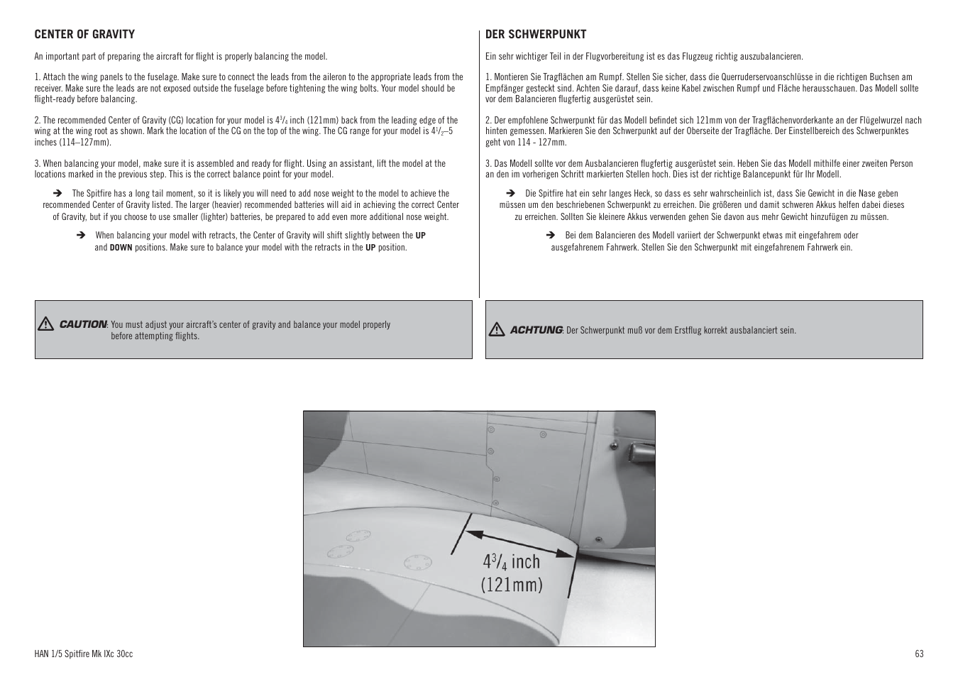 Hangar 9 Spitfire MkIX 30cc ARF User Manual | Page 63 / 76