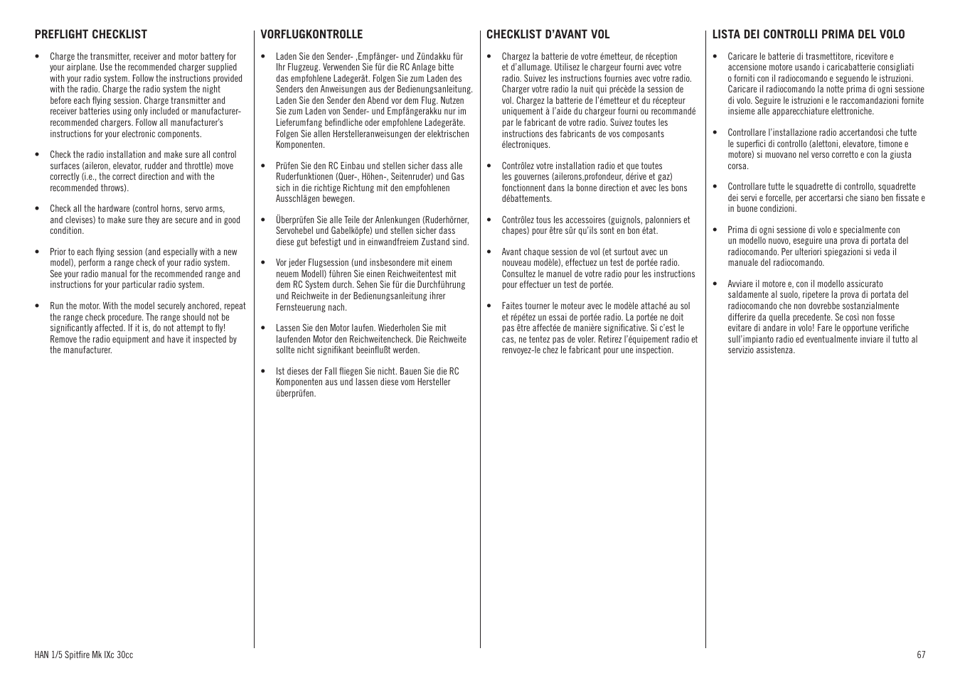 Hangar 9 Spitfire MkIX 30cc ARF User Manual | Page 67 / 76
