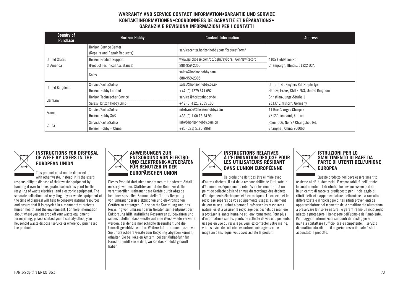 Hangar 9 Spitfire MkIX 30cc ARF User Manual | Page 73 / 76