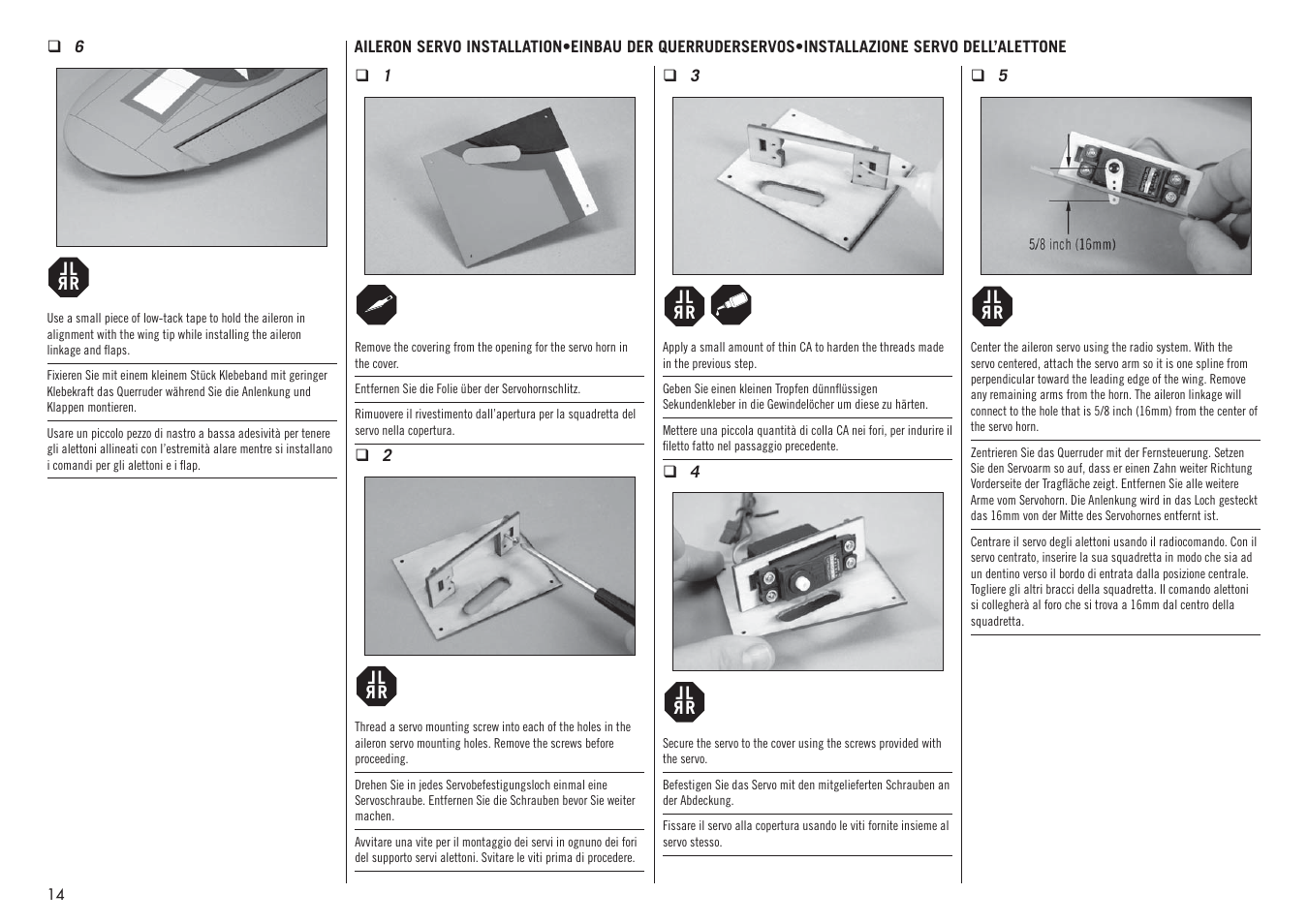 Hangar 9 P-47D-1 Thunderbolt 60 ARF User Manual | Page 14 / 64