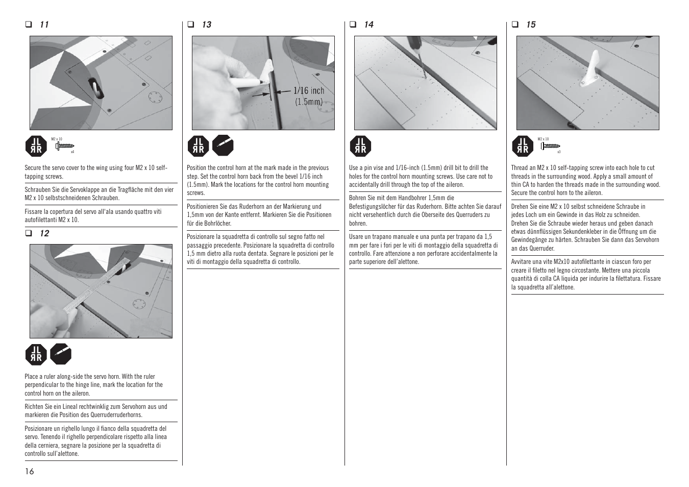 Hangar 9 P-47D-1 Thunderbolt 60 ARF User Manual | Page 16 / 64