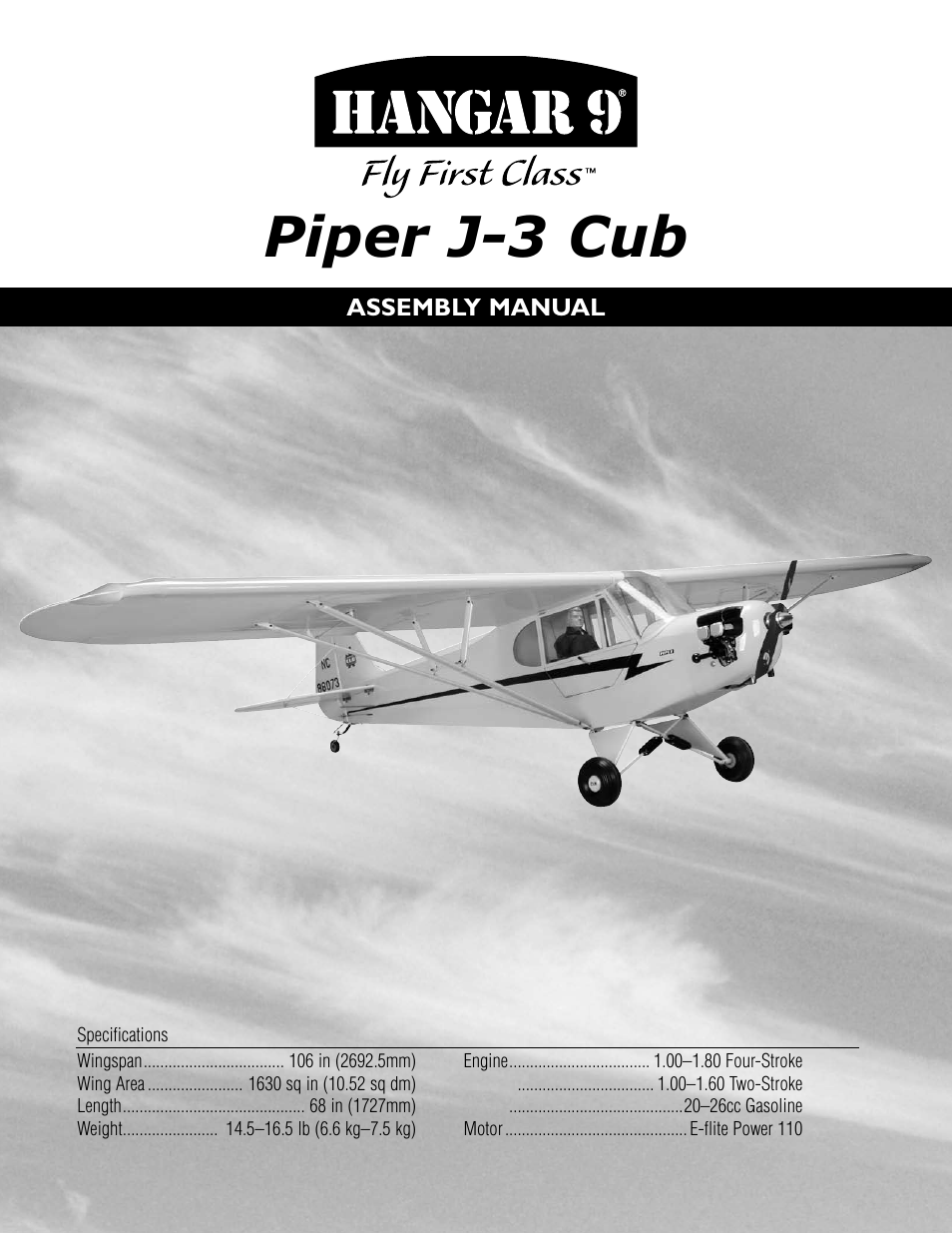 Hangar 9 1/4-Scale J-3 Cub ARF User Manual | 44 pages