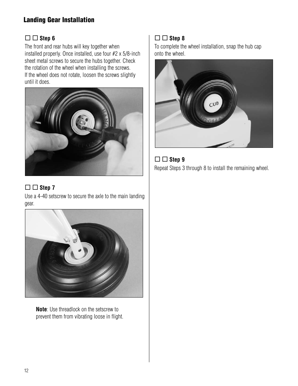 Hangar 9 1/4-Scale J-3 Cub ARF User Manual | Page 12 / 44