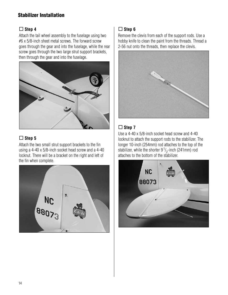 Hangar 9 1/4-Scale J-3 Cub ARF User Manual | Page 14 / 44