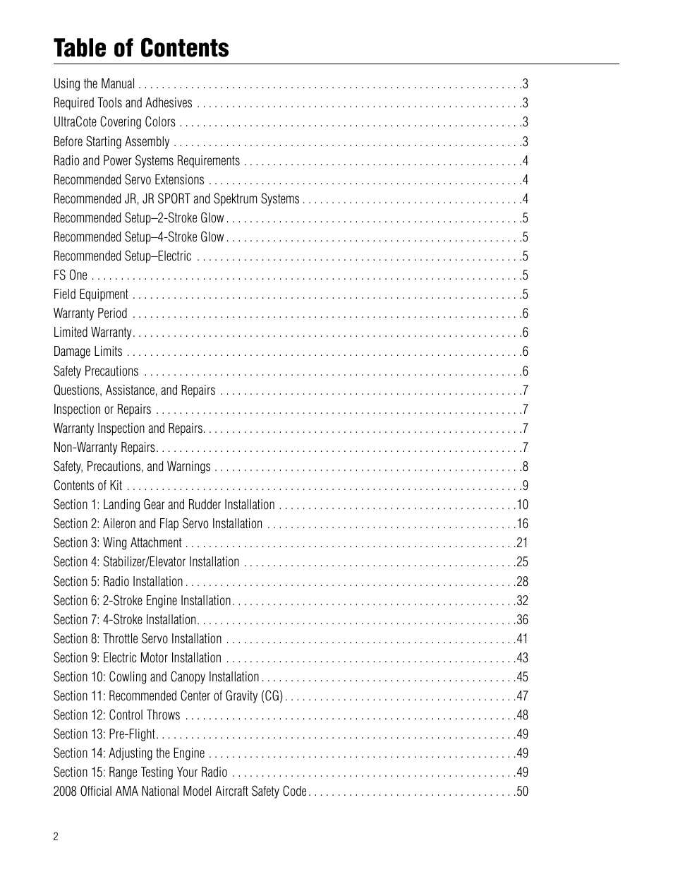 Hangar 9 Piper Pawnee 40 ARF User Manual | Page 2 / 52